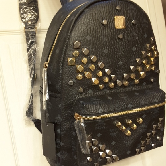 MCM Black Backpack Medium size, with studs! NWOT. - Picture 2 of 10